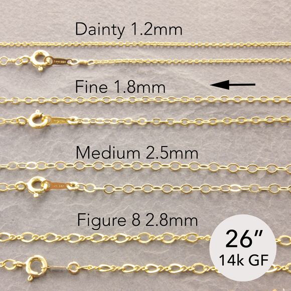 26" Delicate Gold Necklace, 14k gold filled, fine chain, thin (435-1gf-sp) - Picture 1 of 5